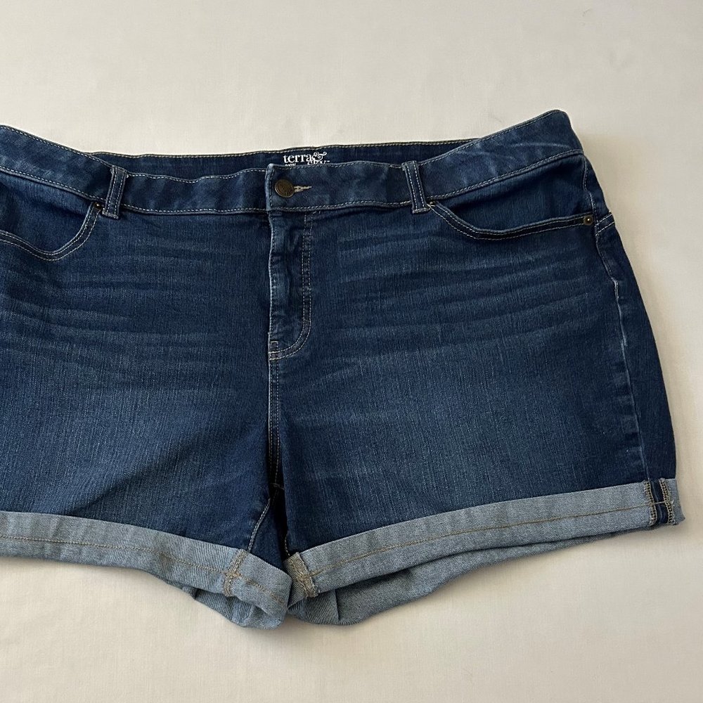Terra & Sky Medium Wash Cuff Short Cotton/Poly/Rayon/Spandex Size 22W - Picture 6 of 10